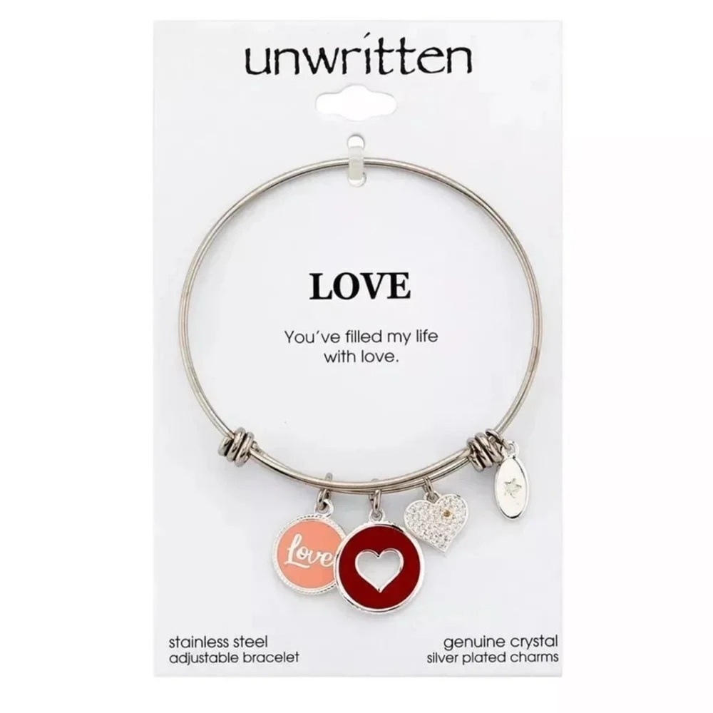 "Love" Heart Bangle Stainless Steel Bracelet